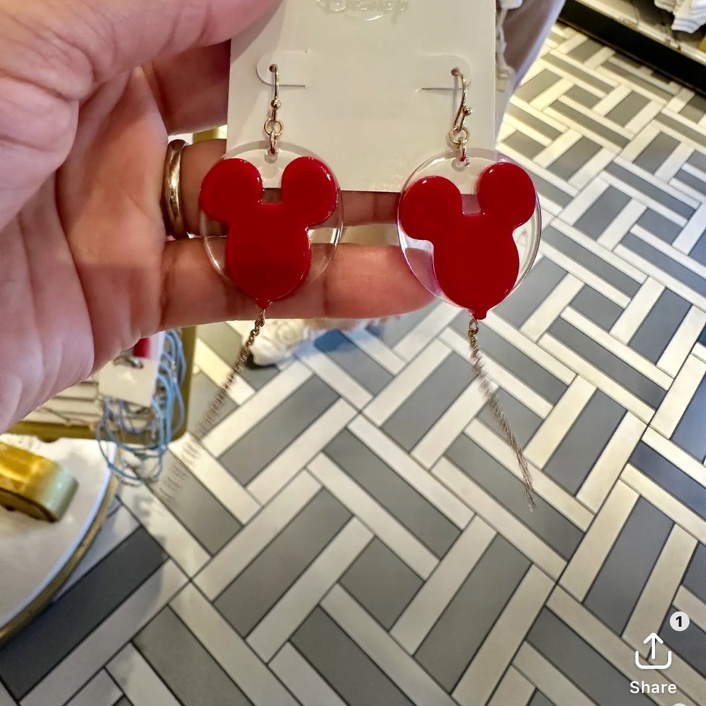 Disney parks Red Mickey Head Dangle Earrings